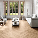Фотографии в интерьере, ПВХ плитка, кварц виниловый ламинат Invictus Maximus Herringbone Divine Oak Cookie